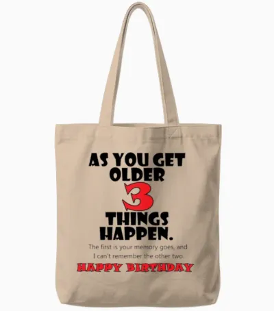 3 Things Happy Birthday Tote Bags - Natural