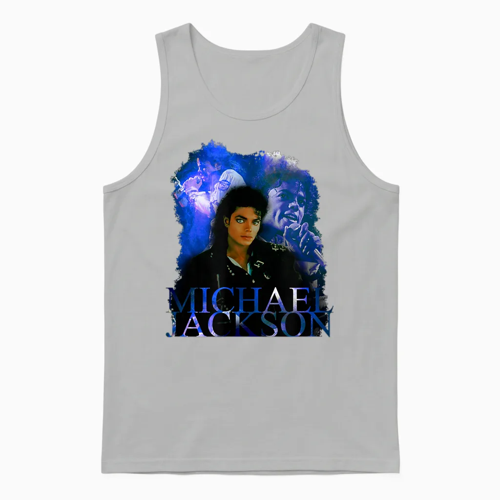 Michael Jackson-003 T-Shirt, Black, S Unisex Tank Top in Ash