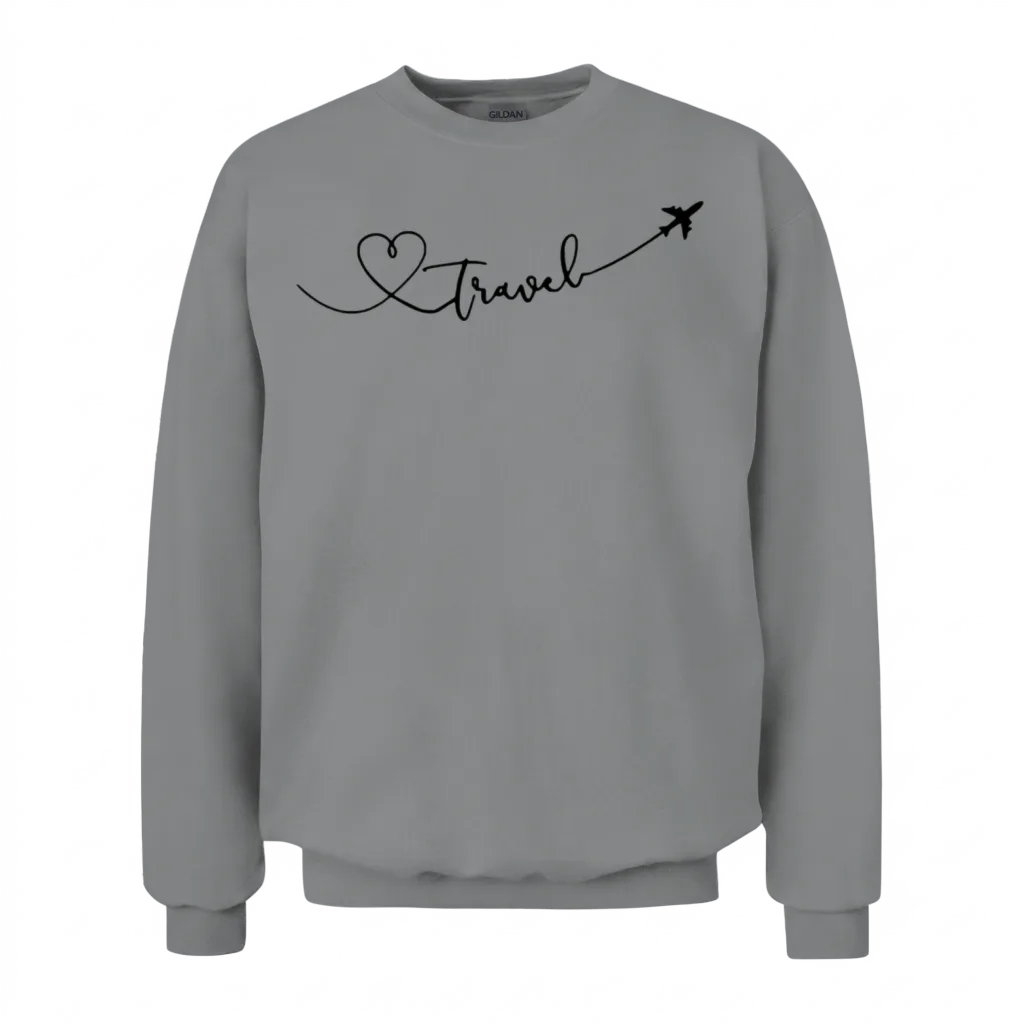 Travel Love with Plane Unisex Sweatshirt - Sport Grey