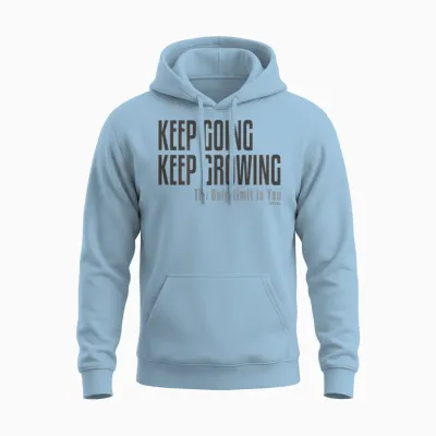 Fitness Backprint Slogan Jogging Training Motivation Sports T-Shirt, Black Unisex Hoodie - Light Blue