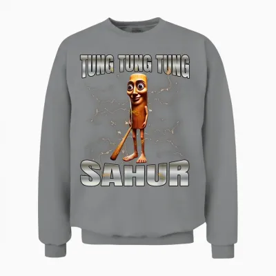 Tung Sahur T-Shirt, Black, S Unisex Sweatshirt - Sport Grey