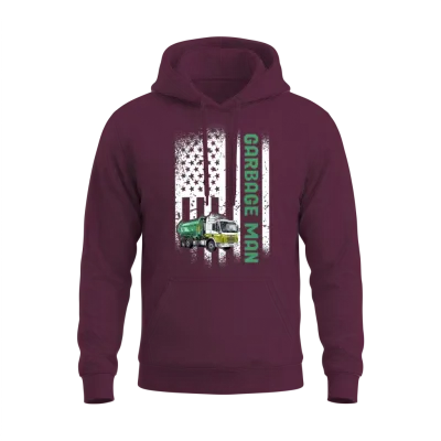 Garbage Man Us Flag Garbage Truck Unisex Hoodie - Maroon