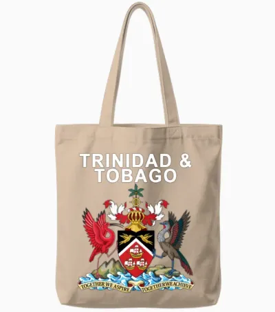 Trinidad and Tobago Emblem Tote Bags - Natural