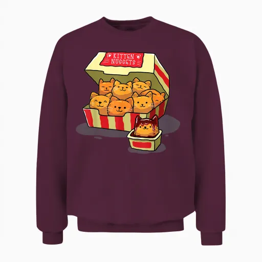 Ingenius Funny Cat Owner Shirts & Gifts Kitten Nuggets Food Pun Cat Lover Gift Chicken Nuggets Unisex-Adults T-Shirt Black Small Unisex Sweatshirt - Maroon