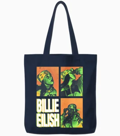 Offizielles Billie Eilish Hit Me Hard and Soft Fotoquadrate Tote Bags - Navy