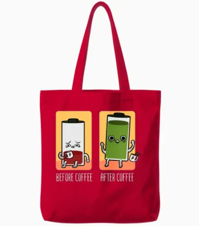 Refilling the Energy - for Coffee Tote Bags - Red