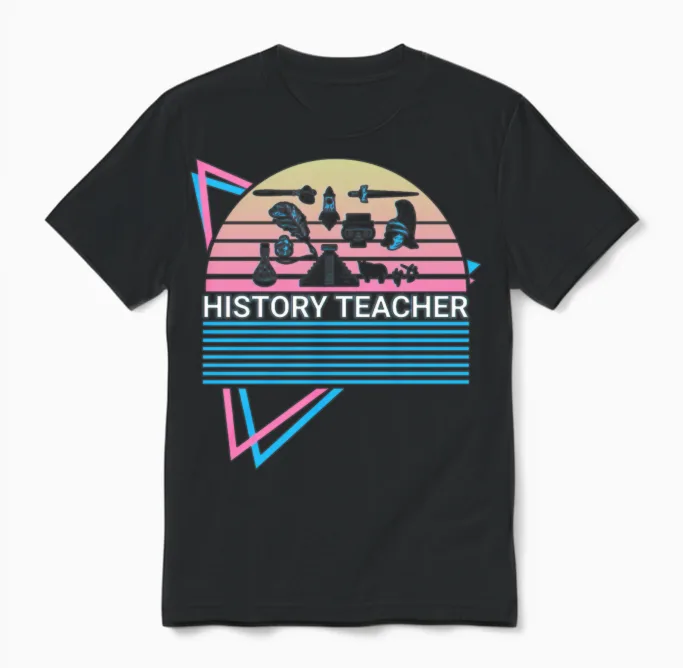 History Teacher Retro Teachers Unisex T-Shirt in Black