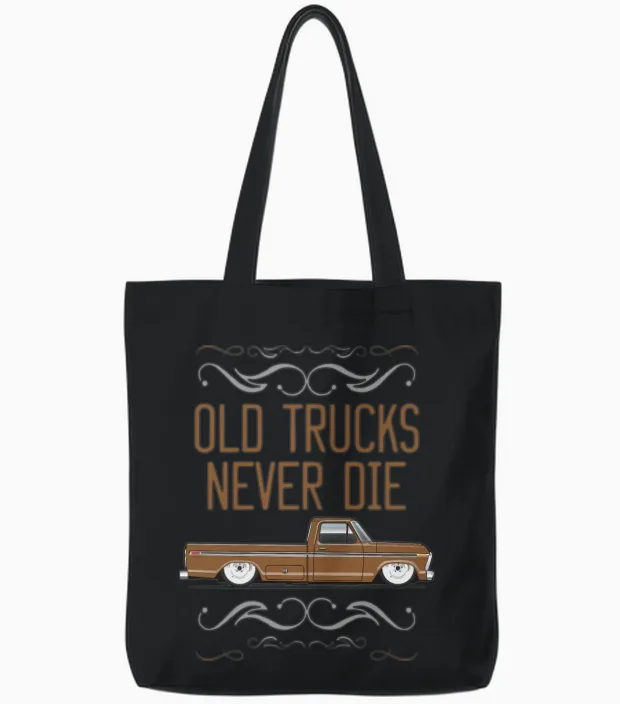 Keep on Truckin Sequoia Brown Tote Bags in Black