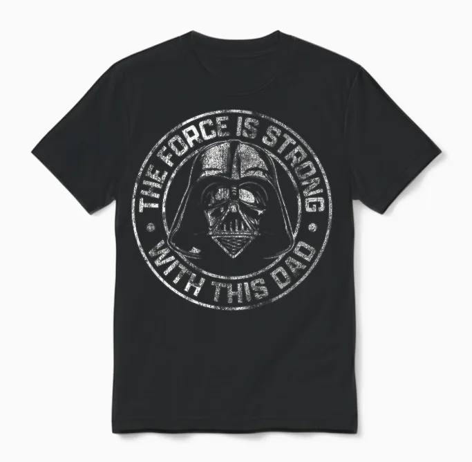 Star Wars Father's Day Darth Vader Strong Force Dad Disney+ Unisex T-Shirt in Black