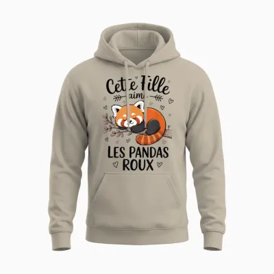 Cute Red Panda Woman Girl Loves Red Pandas Unisex Hoodie - Sand