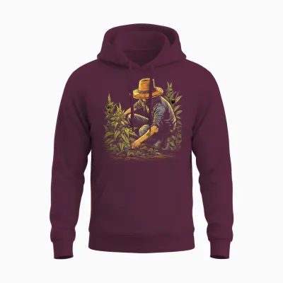 Ganja Farmer Marijuana Grower Weed Cannabis Hemp Plants T-Shirt, Black Unisex Hoodie - Maroon
