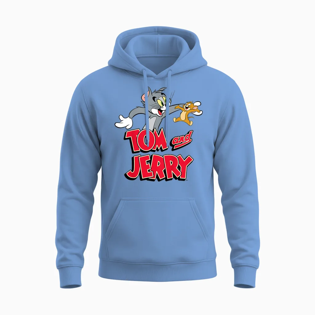 Kids Tom & Jerry Happy Together Unisex Hoodie in Carolina Blue