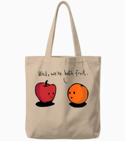 Comparing Apples to Oranges Tote Bags - Natural
