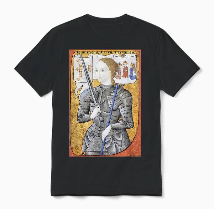 Joan of Arc, Patron Saint of France Unisex T-Shirt in Black