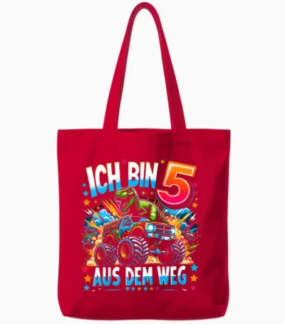 Kinder Ich Bin 5 5. Geburtstag Junge Fünf Jahre Jungs Tote Bags - Red