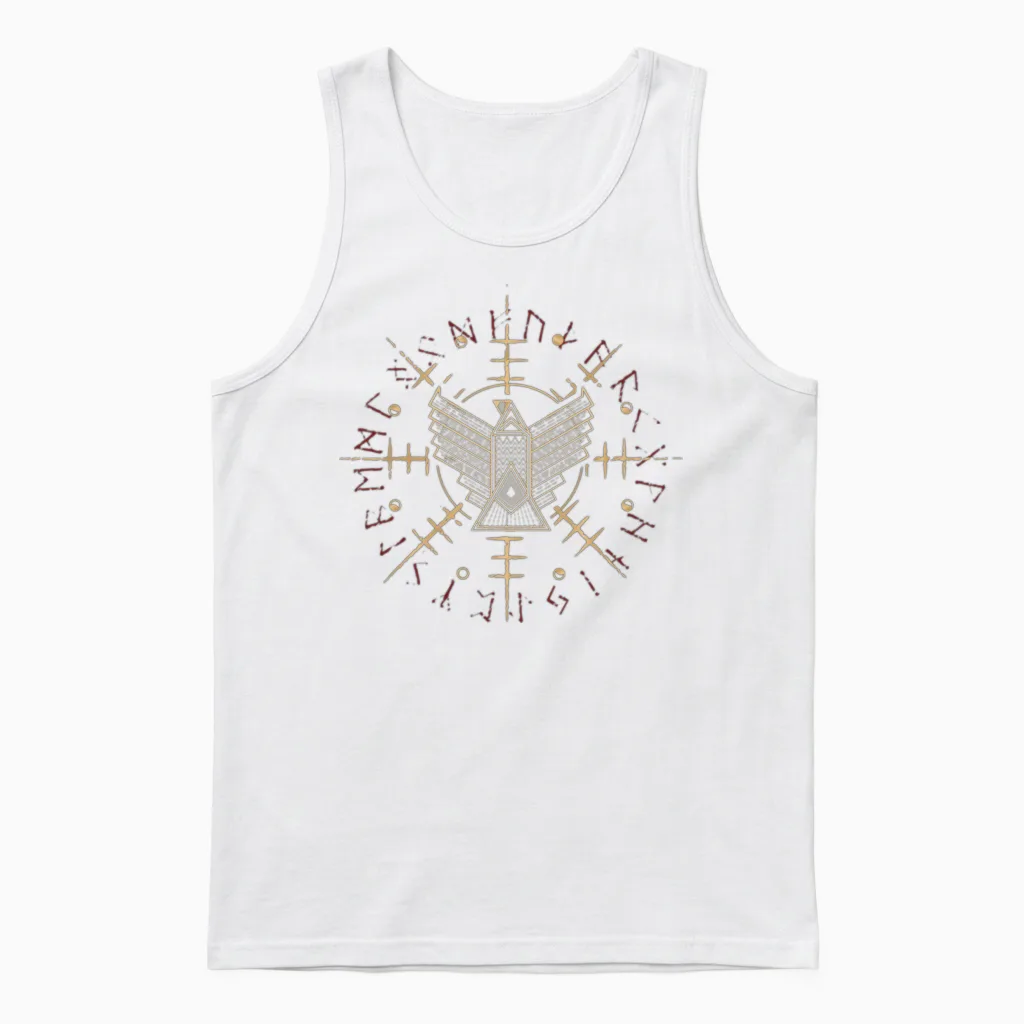Helm of Awe Eagle Moon Phase Unisex Tank Top in White