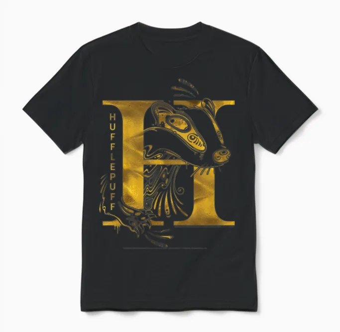 Kinder Harry Potter Hufflepuff Badger Camiseta Unisex T-Shirt in Black