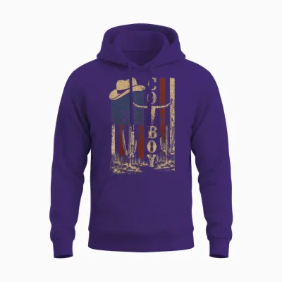 Western Country Rodéo Rétro Cowboy Pour Homme Et Adolescent Unisex Hoodie - Purple