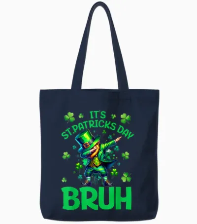 Bruh St Patricks Day Boys Kids Saint Patricks Day Leprechaun Tote Bags - Navy