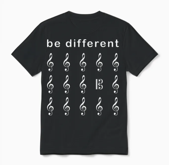 Viola Alto Key Saying Be Different Musician T-Shirt, Black, S Unisex T-Shirt in Black