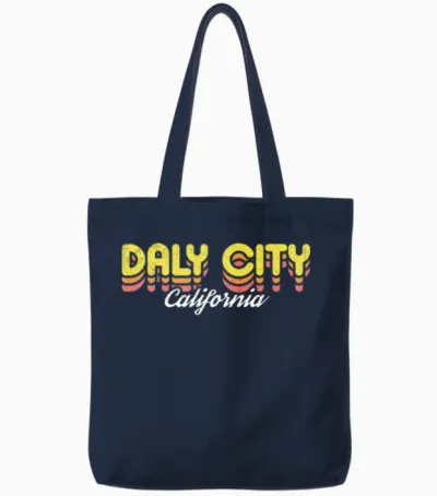 Retro Daly City California Tote Bags - Navy