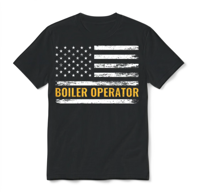 Boiler Operator American Flag Work Pride Unisex T-Shirt - Black
