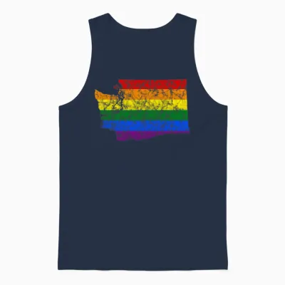 Washington State Lgbt Rainbow Unisex Tank Top - Navy