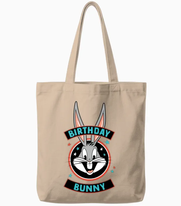 Looney Tunes Bugs Bunny Birthday Bunny Tote Bags in Natural