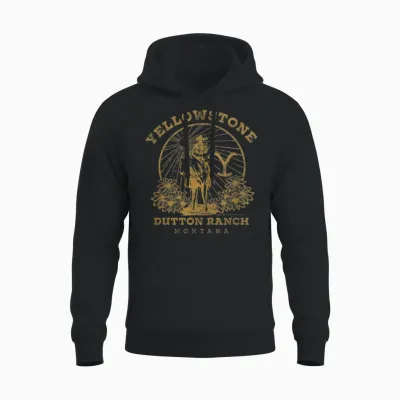Yellowstone Dutton Ranch Solo Horseback Rider Logo V2 Unisex Hoodie - Black