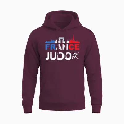 France Flag Judo Gift Jersey Judo France T-Shirt, Black, S Unisex Hoodie - Maroon