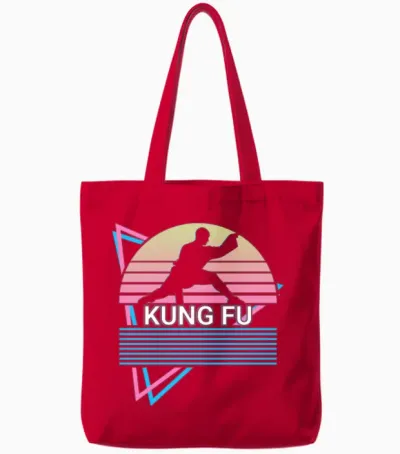 Kung Fu Retro Tote Bags - Red