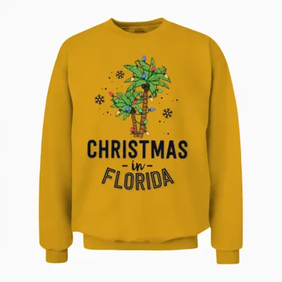 Christmas in Florida Deck the Palm Trees Family Unisex Sweatshirt - Gold