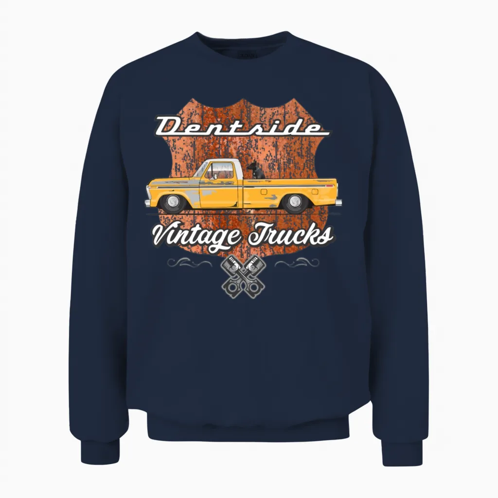 Dentside Chrome Yellow Unisex Sweatshirt in Navy