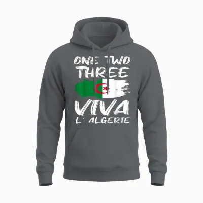 Viva L' Algérie One Two Three Drapeau Algérien Unisex Hoodie - Charcoal