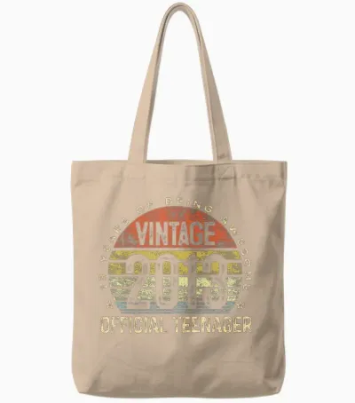Vintage 2013 Official Teenager 13-Year-Old 13th Birthday Tote Bags - Natural