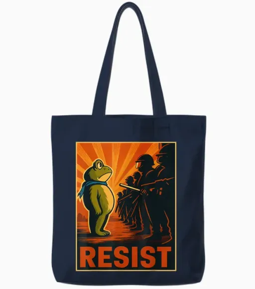 Frog Resist Portland Frog Protest - Portland Frog Activist Tote Bags - Navy