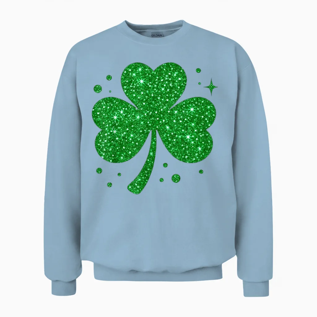 St Patrick's Day Shamrock Shamrock Ireland Lucky Party Unisex Sweatshirt in Light Blue