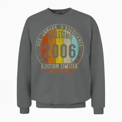 Millésime 2006 Cadeau 19 Ans Homme Anniversaire Humour Unisex Sweatshirt - Graphite Heather