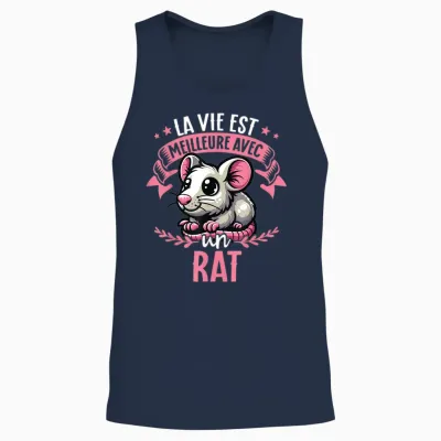 Life Is Better with a Rat - Sweet Rat T-Shirt, Black, S Unisex Tank Top - Navy