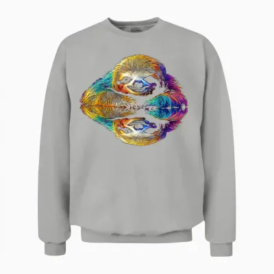 Faultier Abstrakt Niedlich Tier Bunte Kunst Grafik Faultier Unisex Sweatshirt - Ash