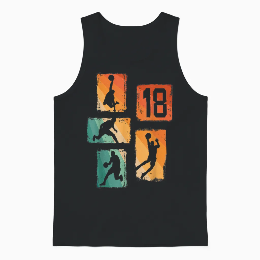 18e Anniversaire Garçon Joueur De Basket-Ball 18 Ans Unisex Tank Top in Black