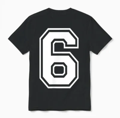 6 Number Six Team Sports Graphic Design Matching Varsity Unisex T-Shirt - Black