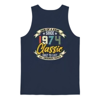 Funny Birthday Born in 1974 Limited Edition Unisex Tank Top - Navy – 1