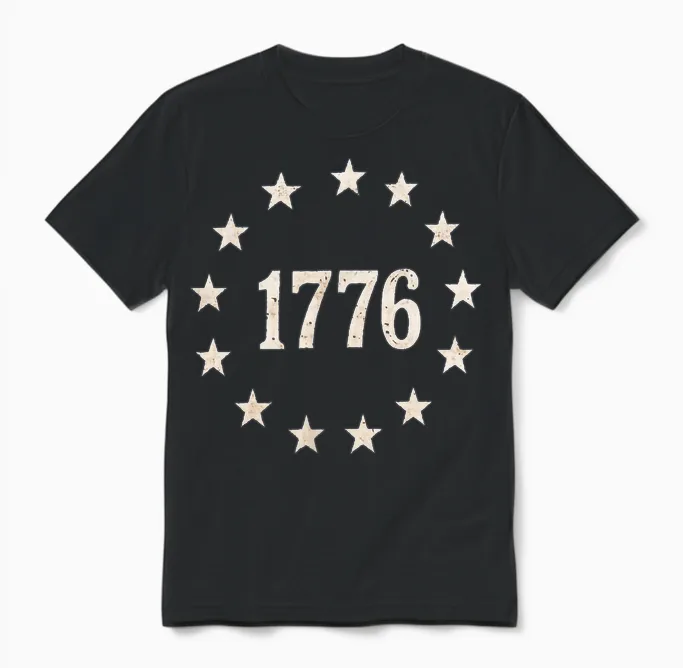 (2 Sides) 1776 We the People 250 Years 1776 2026 4th of July Unisex T-Shirt in Black