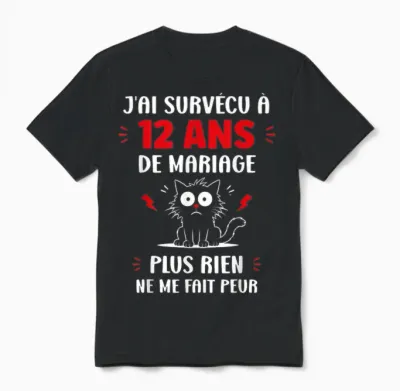 Couple 12 Ans Blague Humour Anniversaire De Mariage 12 Ans Unisex T-Shirt - Black
