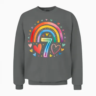 Ich Bin Schon Sieben - Regenbogen 7. Geburtstag Design Für M Unisex Sweatshirt - Graphite Heather