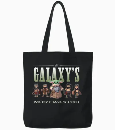 Star Wars: the Mandalorian and Grogu Anzellans Wanted Tote Bags - Black