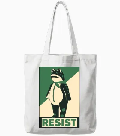Resist Portland Frog Tote Bags - White