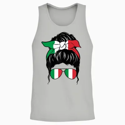 Italian Italian Flag Italian Girl Ragazza Italiana T-Shirt, Black, S Unisex Tank Top - Ash