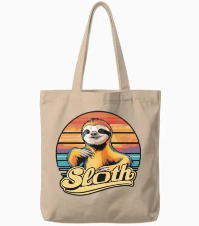 Funny Sloth Retro Vintage Tote Bags - Natural